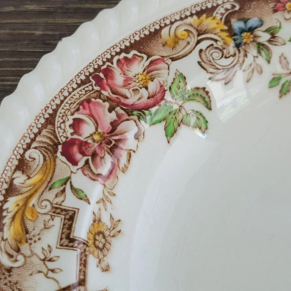 Vintage Johnson Bros Devonshire Soup Bowl Set Of 2, Old English Floral & Bird - Picture 12 of 14
